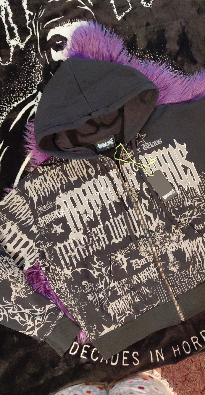 DARKER WAVS XXL Black Graphic ZIP  HOODIE